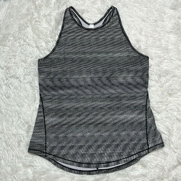 Lululemon Base Pace Ribbed Tank in Time Warp Alpine White Black Size 8 Rare - Picture 1 of 12
